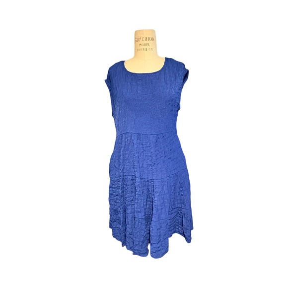 Knox Rose Dresses & Skirts - Knox Rose Womens Royal Blue Crinkle Textured Tiered Mini Dress Sleeveless Size S